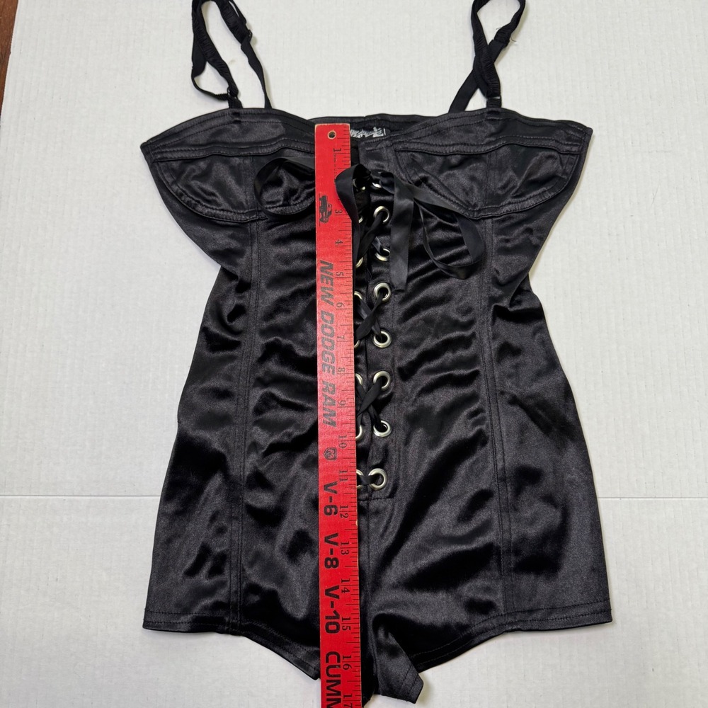 Vintage 90s/Y2K Phaze Corset Micro Romper Black Euro Grunge Rave Cybercore Punk - Picture 5 of 9